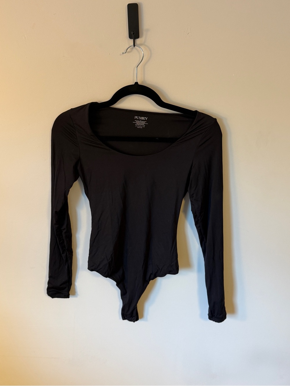 Funday Black Scoop-Neck Long Sleeve Bodysuit